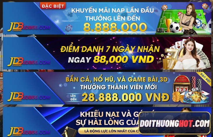 Nhà cái JDB66 mới du nhập vào Việt Nam với rất nhiều máy chủ phục vụ cho kì WorldCup 2022 sắp tới. Vậy chất lượng và link tải JDB66 thế nào? Hãy cùng tìm hiểu!